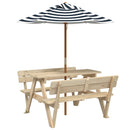 picnicbord til 4 børn m. parasol massivt grantræ