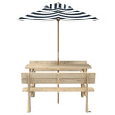 picnicbord til 4 børn m. parasol massivt grantræ