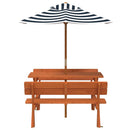 picnicbord til 4 børn m. parasol massivt grantræ