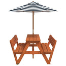 picnicbord til 4 børn m. parasol massivt grantræ
