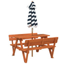 picnicbord til 4 børn m. parasol massivt grantræ
