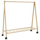 tøjstativ med hylder og hjul 106x34x106,5 cm bambus