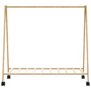 tøjstativ med hylder og hjul 106x34x106,5 cm bambus