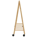 tøjstativ med hylder og hjul 106x34x106,5 cm bambus