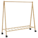 tøjstativ med hylder og hjul 106x34x106,5 cm bambus