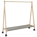 tøjstativ med hylder og hjul 106x34x106,5 cm bambus