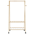 tøjstativ med hylder og hjul 96x45,5x155,5 cm bambus