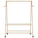 tøjstativ med hylder og hjul 132x45,5x155,5 cm bambus
