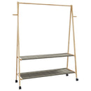 tøjstativ med hylder og hjul 132x45,5x155,5 cm bambus