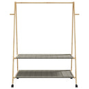 tøjstativ med hylder og hjul 132x45,5x155,5 cm bambus