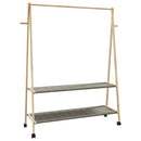tøjstativ med hylder og hjul 132x45,5x155,5 cm bambus