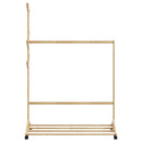 tøjstativ med kroge og hjul 100x35x157 cm bambus