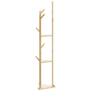 garderobestativ med kroge og hylder 39x33x166 cm bambus
