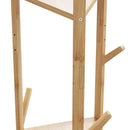 garderobestativ med kroge og hylder 39x33x166 cm bambus
