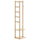 garderobestativ med kroge og hylder 38,5x30x156 cm bambus