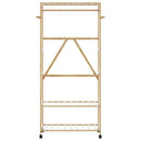 tøjstativ med hylder og hjul 90x40x179,5 cm bambus