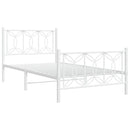 sengeramme med sengegavl og fodgærde 100x200 cm metal hvid