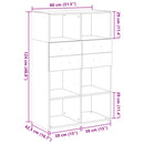 reol 80x42,5x124 cm konstrueret træ sort