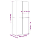 skab 80x42,5x185 cm konstrueret træ hvid