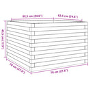 plantekasse 70x70x45,5 cm massivt fyrretræ gyldenbrun