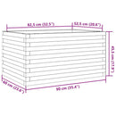 plantekasse 90x60x45,5 cm massivt fyrretræ hvid
