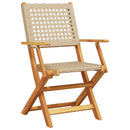 spisebordssæt til haven 5 dele polyrattan og massivt træ beige
