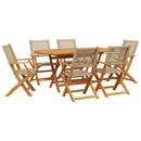 spisebordssæt til haven 7 dele polyrattan og massivt træ beige