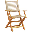 spisebordssæt til haven 7 dele polyrattan og massivt træ beige