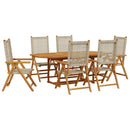 spisebordssæt til haven 7 dele polyrattan og massivt træ beige