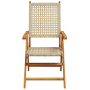 spisebordssæt til haven 7 dele polyrattan og massivt træ beige