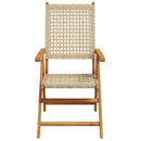 spisebordssæt til haven 7 dele polyrattan og massivt træ beige