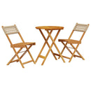 bistrosæt 3 dele polyrattan og massivt træ beige
