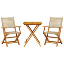 bistrosæt 3 dele polyrattan og massivt træ beige