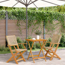 bistrosæt 3 dele polyrattan og massivt træ beige
