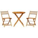 bistrosæt 3 dele polyrattan og massivt træ beige