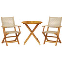 bistrosæt 3 dele polyrattan og massivt træ beige