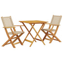 bistrosæt 3 dele polyrattan og massivt træ beige
