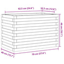 plantekasse 70x40x46 cm massivt fyrretræ gyldenbrun