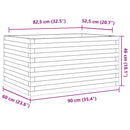 plantekasse 90x60x46 cm massivt fyrretræ gyldenbrun