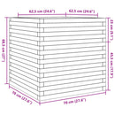 plantekasse 70x70x68,5 cm massivt fyrretræ hvid