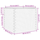 plantekasse 80x80x68,5 cm massivt fyrretræ hvid