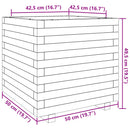 plantekasse 50x50x49,5 cm massivt fyrretræ gyldenbrun