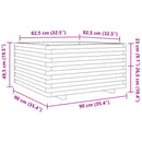plantekasse 90x90x49,5 cm massivt fyrretræ hvid