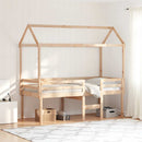 højseng med tag 75x190 cm massivt fyrretræ