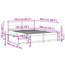 sengeramme uden madras 150x200 cm massivt fyrretræ