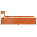sengeramme uden madras 135x190 cm massivt fyrretræ brun