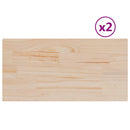 bordplader 2 stk. 60x30x1,7 cm rektangulær massivt fyrretræ