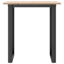 spisebord 70x70x75 cm O-stel massivt fyrretræ og stål