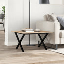 sofabord 60x60x40 cm X-stel massivt fyrretræ og stål