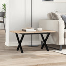 sofabord 80x50x40 cm X-stel massivt fyrretræ og stål